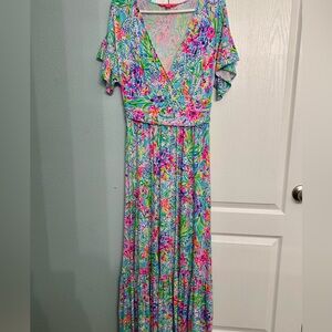 Lilly Pulitzer Floral V-Neck Maxi Dress
